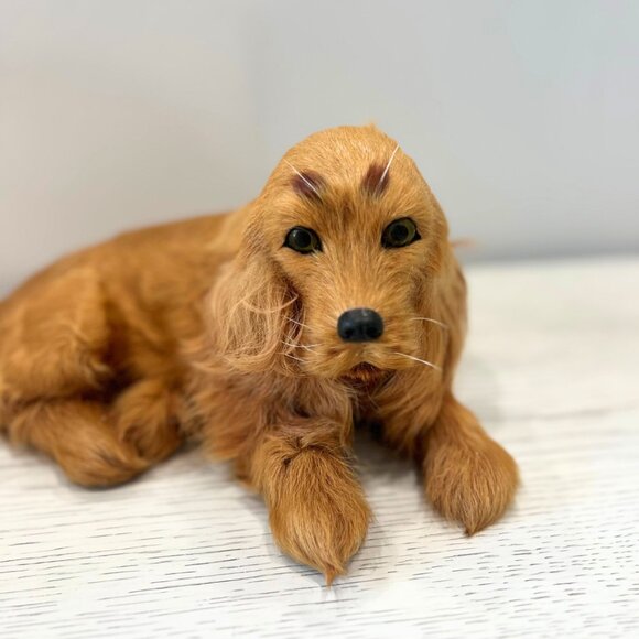 Vintage Real Goat Fur Cocker Spaniel Dog Statue Mid Century Kitsch Collectable - Picture 3 of 9